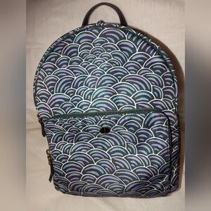 Kate Spade Taylor Party Bubbles Large Backpack Pine Forest Blue Multi EUC